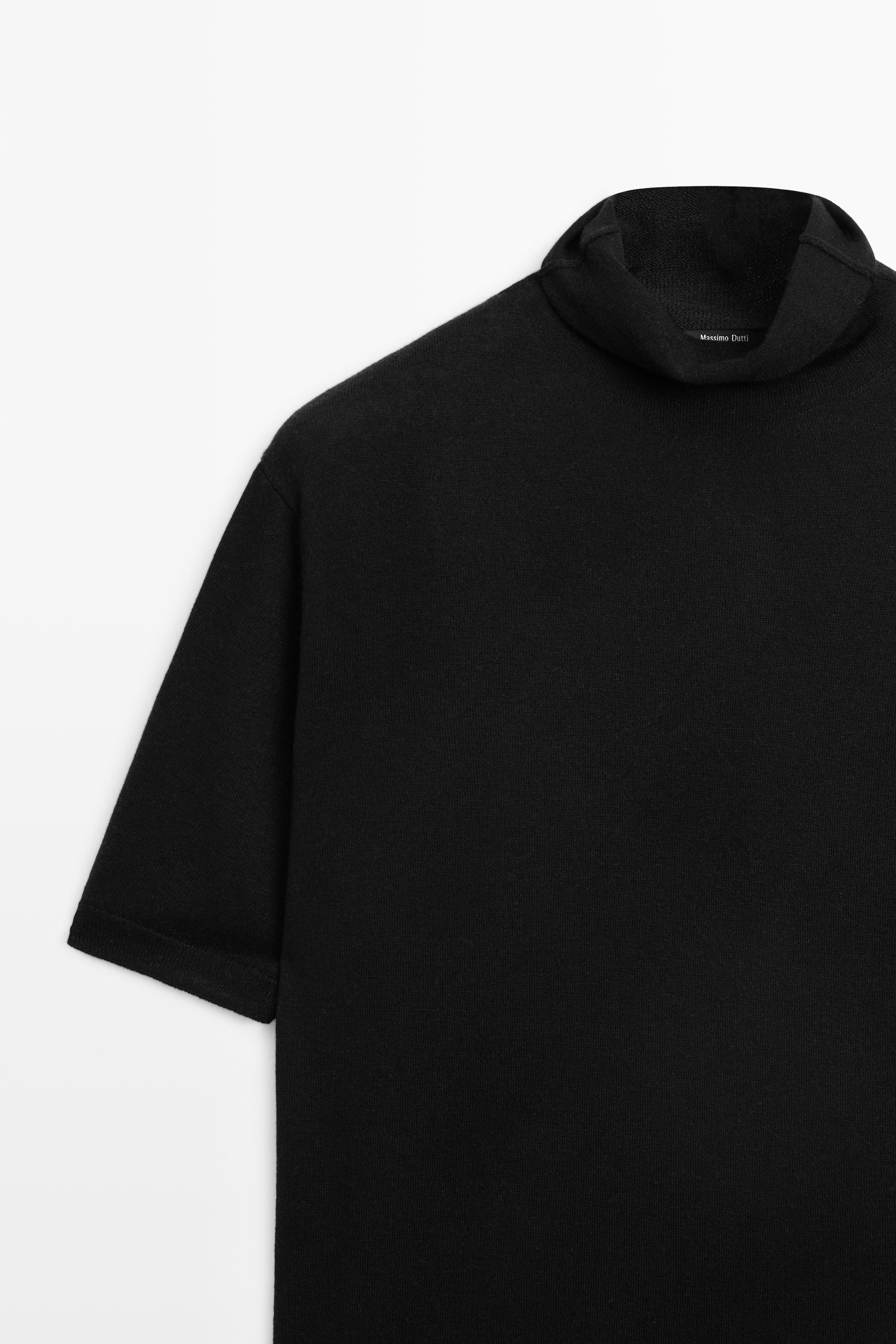 Wool blend turtleneck knit sweater
